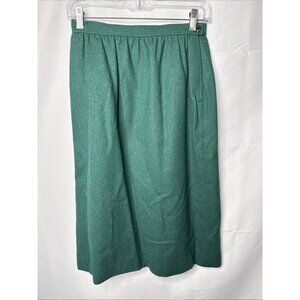 Vintage Pendleton Women’s Size 11 12 Green 100% Virgin Wool Pencil Knee Skirt